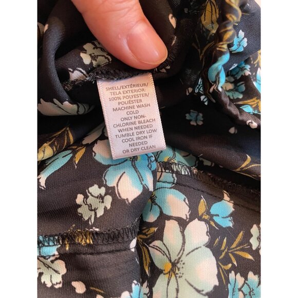LOFT Sleepwear Floral Satin Pajama Pants Large Dark Cottagecore Romantic Dainty - Picture 4 of 12